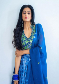 Priyamani looks perfect in a blue green lehenga