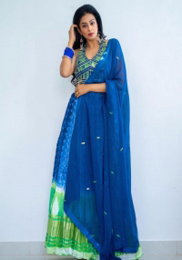 Priyamani looks perfect in a blue green lehenga