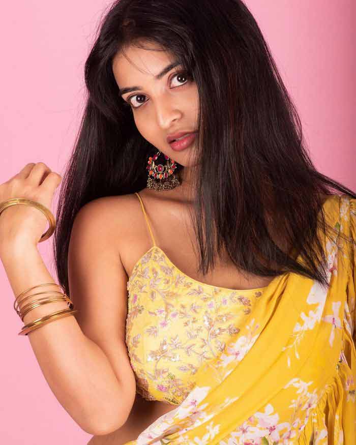 Ananya Nagalla is undeniably breathtaking in a yellow saree