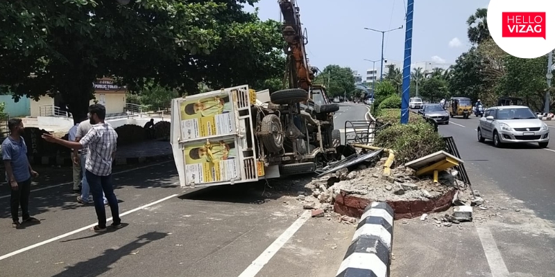 Accident Alert: ISKCON Food Transport Van Overturns on Tenneti Park Road