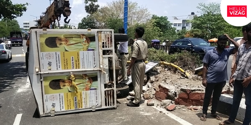 Accident Alert: ISKCON Food Transport Van Overturns on Tenneti Park Road