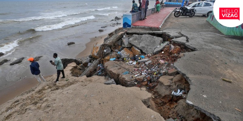 Coastal Safety Concerns: Sand Erosion Threatens RK Beach Structures in Visakhapatnam