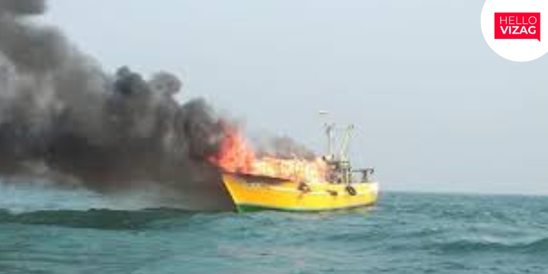 Fishing Boat Fire Leaves Nine Fishermen Severely Injured off Visakhapatnam Coast