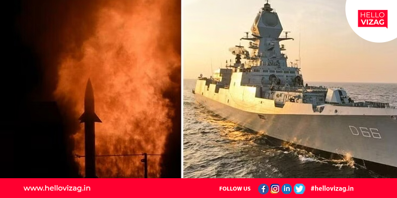 Indian Navy successfully test-fires a Medium-Range Surface-To-Air Missile from INS Visakhapatnam