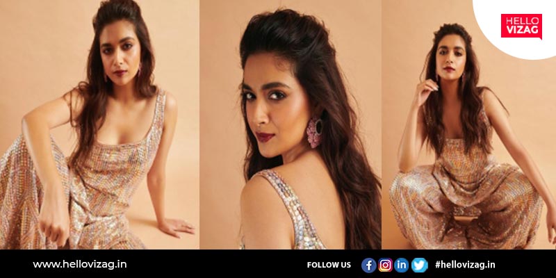 Mahanati star Keerthi Suresh dazzled in a glamorous sequence dress
