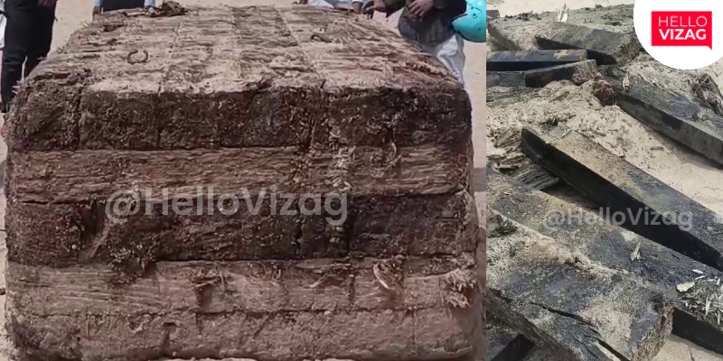 Mysterious Discovery: Massive Wooden Box Washes Ashore on Vizag Beach