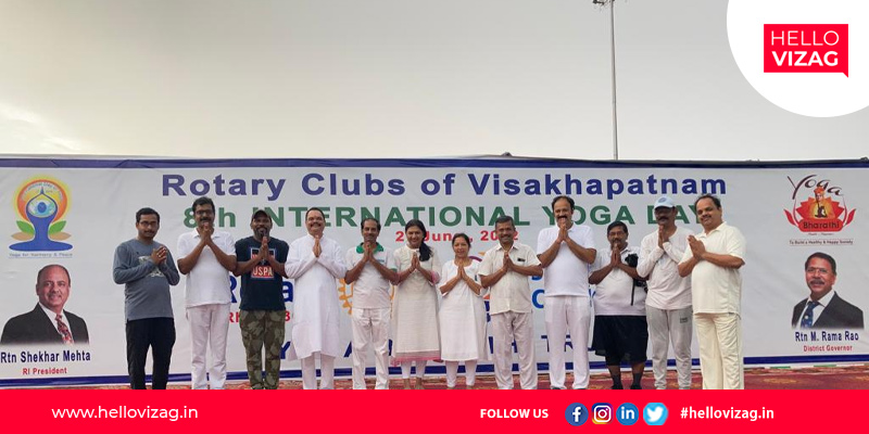 Rotary clubs of Visakhapatnam jointly organised International Yoga Day at the Beach Road