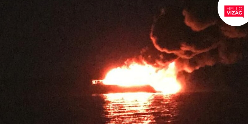 Seven Fishermen Narrowly Escape Boat Fire Off Anakapalli Coast