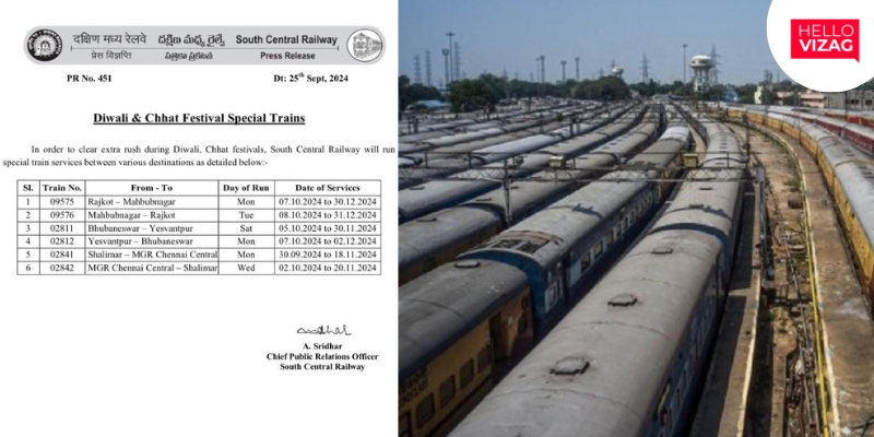 South Central Railway Announces Special Trains for Diwali and Chhath Festivals