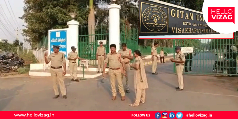 Tension at GITAM University as Police Enforce High-Security Measures for Fence Construction