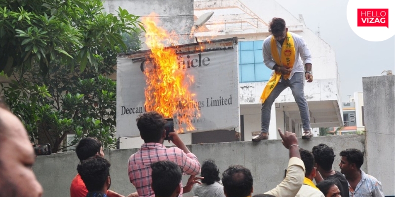 Tensions Rise as TNSF and Telugu Mahila Protest Deccan Chronicle Report in Vizag