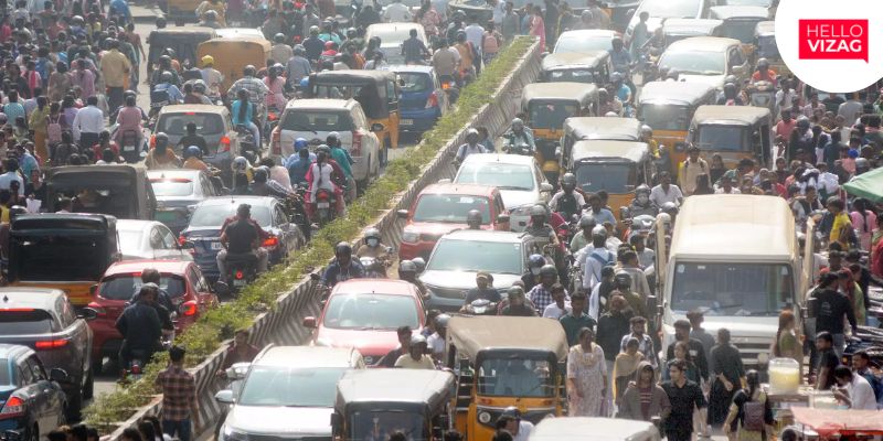 Traffic Woes in Vizag: 21 Lakh Residents Share Roads with 13.8 Lakh Vehicles