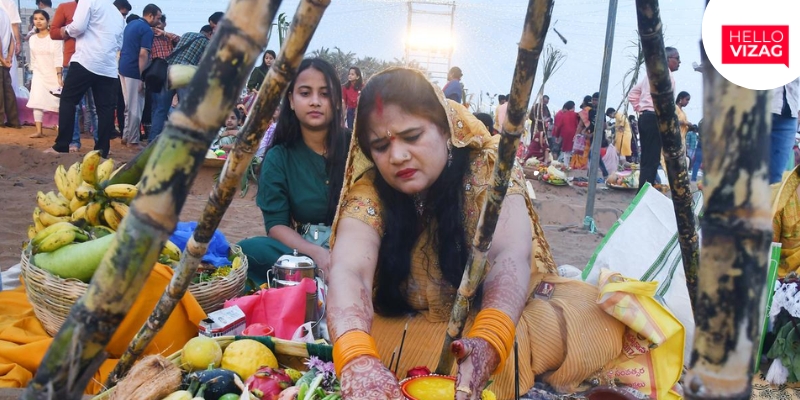 Vibrant Celebration of Chhath Puja Lights Up Visakhapatnam's Ramakrishna Beach