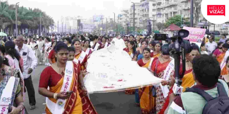 Visakhapatnam: 1,000-Foot Handloom Saree Rally Promotes Indian Culture