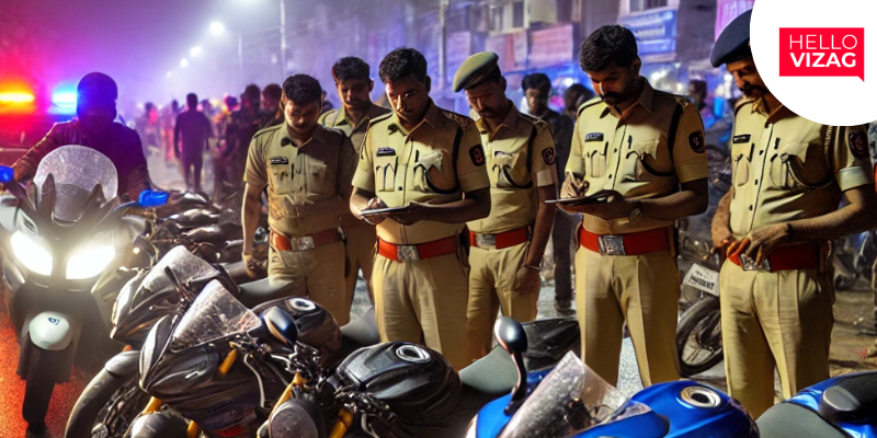 Visakhapatnam Police Crack Down on Illegal Racing: 38 High-End Motorcycles Seized, Riders Booked